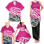 All Pink New Zealand Kowhai Ngutukak Family Matching Tank Maxi Dress and Hawaiian Shirt - Aussie Hoodie