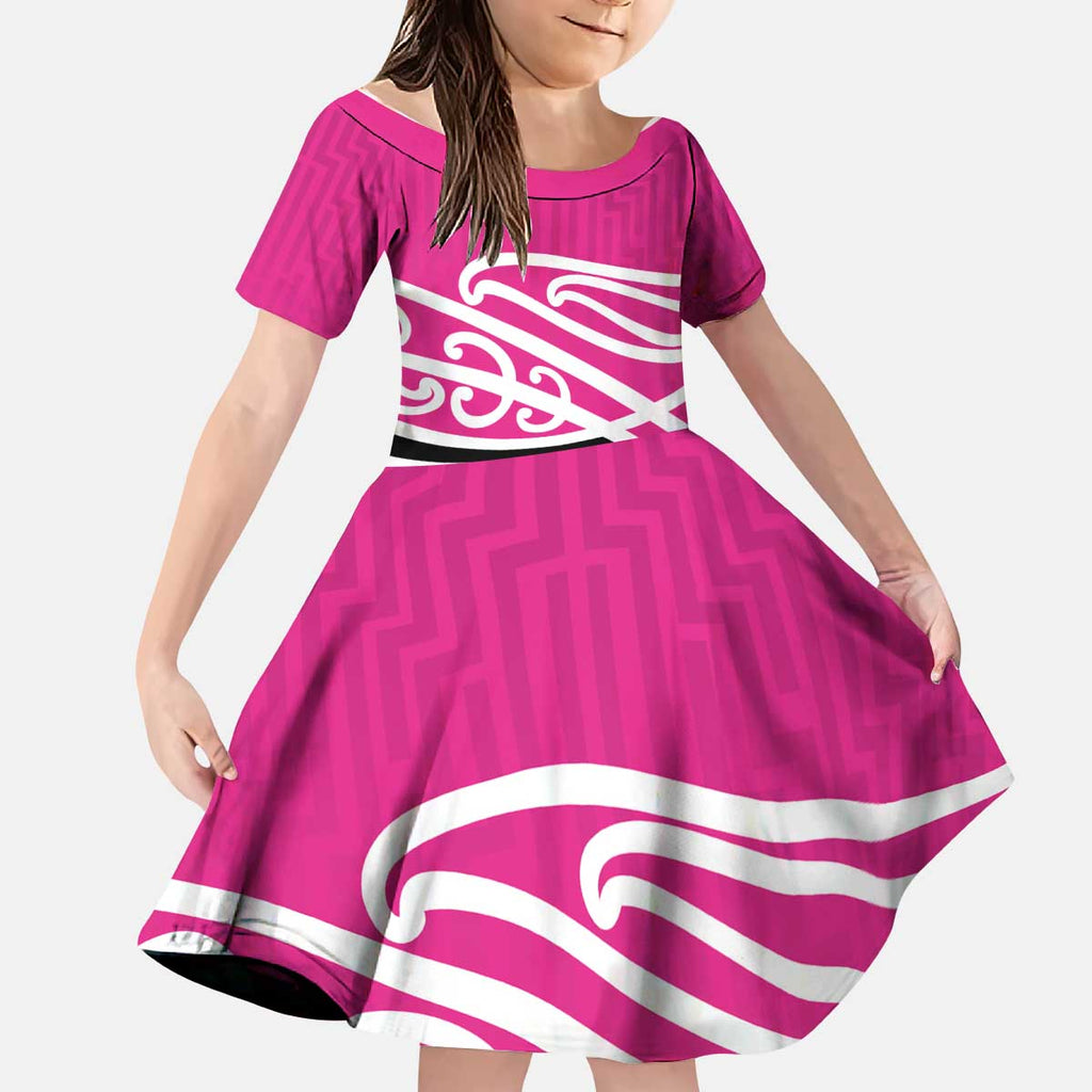 All Pink New Zealand Kowhai Ngutukak Kid Short Sleeve Dress - Aussie Hoodie