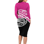 All Pink New Zealand Kowhai Ngutukak Long Sleeve Bodycon Dress - Aussie Hoodie