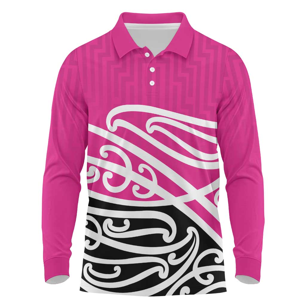 All Pink New Zealand Kowhai Ngutukak Long Sleeve Polo Shirt - Aussie Hoodie