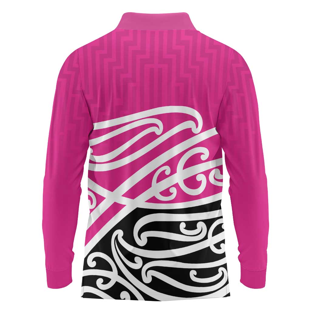 All Pink New Zealand Kowhai Ngutukak Long Sleeve Polo Shirt - Aussie Hoodie