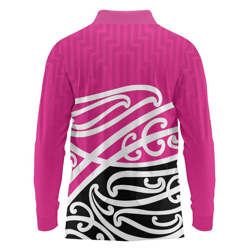 All Pink New Zealand Kowhai Ngutukak Long Sleeve Polo Shirt - Aussie Hoodie