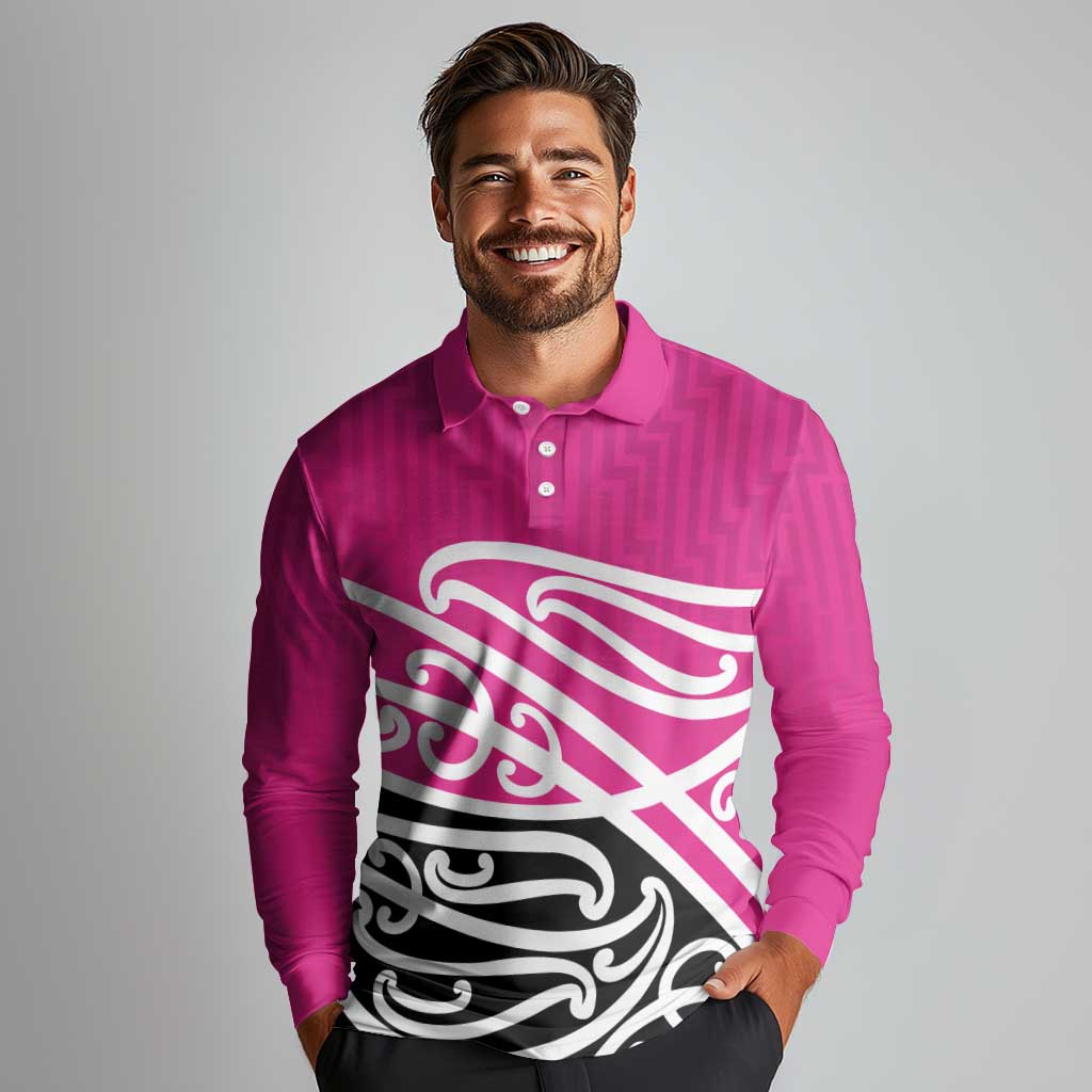 All Pink New Zealand Kowhai Ngutukak Long Sleeve Polo Shirt - Aussie Hoodie