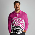 All Pink New Zealand Kowhai Ngutukak Long Sleeve Polo Shirt - Aussie Hoodie