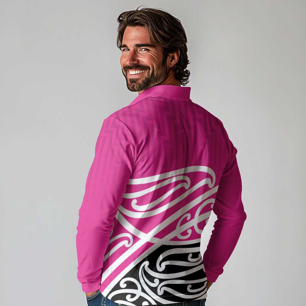 All Pink New Zealand Kowhai Ngutukak Long Sleeve Polo Shirt - Aussie Hoodie