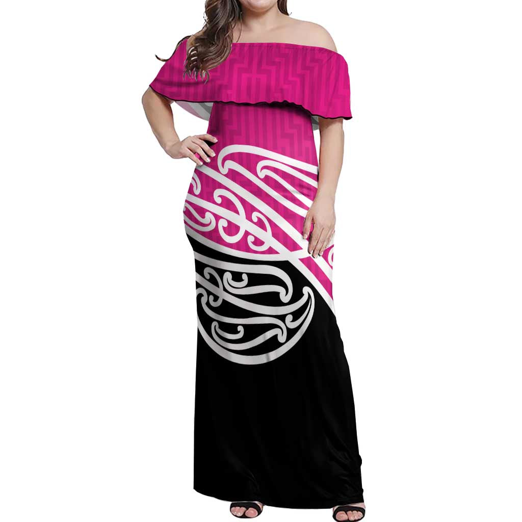 All Pink New Zealand Kowhai Ngutukak Off Shoulder Maxi Dress - Aussie Hoodie