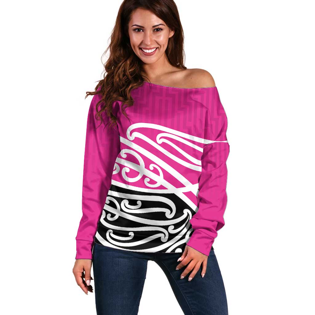 All Pink New Zealand Kowhai Ngutukak Off Shoulder Sweater - Aussie Hoodie