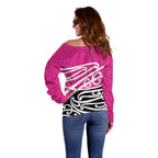 All Pink New Zealand Kowhai Ngutukak Off Shoulder Sweater - Aussie Hoodie