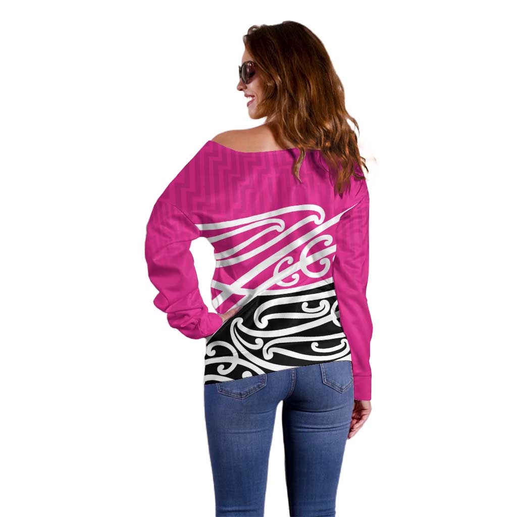 All Pink New Zealand Kowhai Ngutukak Off Shoulder Sweater - Aussie Hoodie