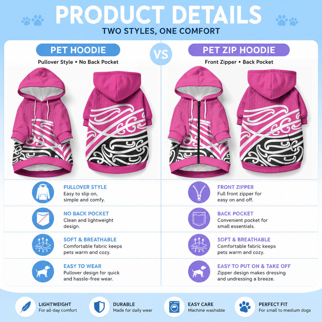 All Pink New Zealand Kowhai Ngutukaka Pet Hoodie