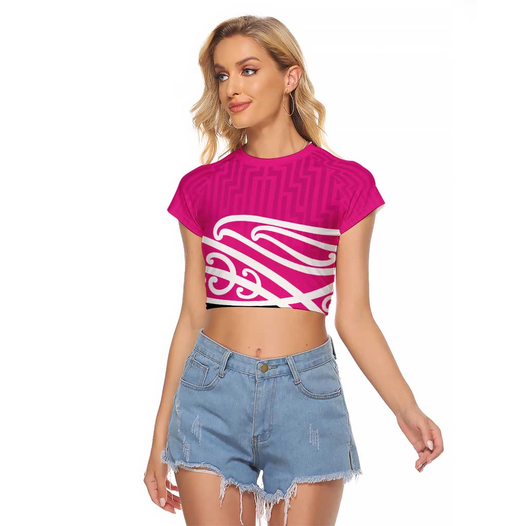 All Pink New Zealand Kowhai Ngutukak Raglan Cropped T Shirt - Aussie Hoodie