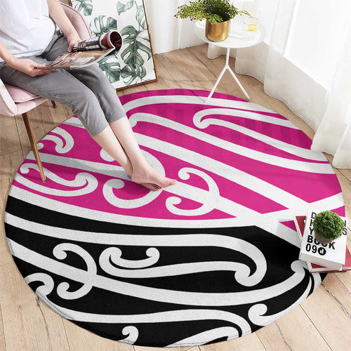 All Pink New Zealand Kowhai Ngutukak Round Carpet - Aussie Hoodie
