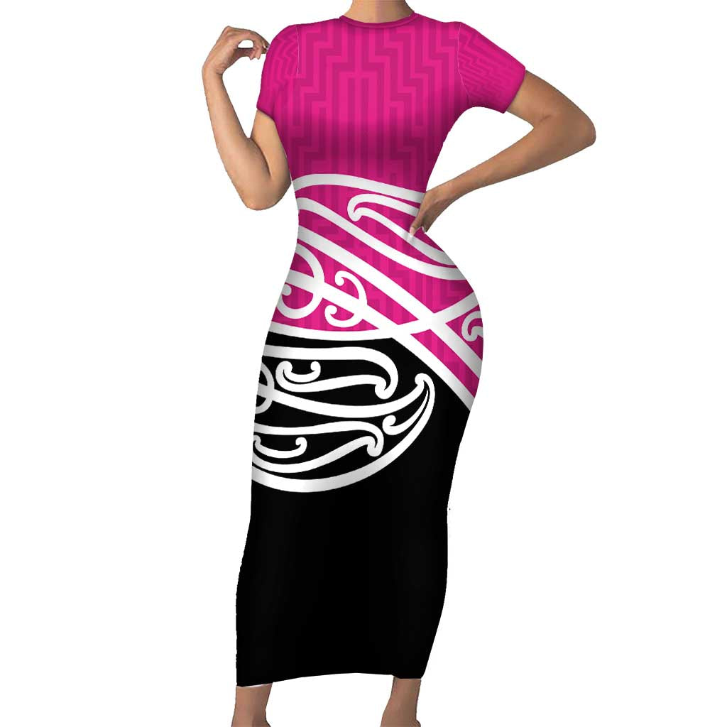 All Pink New Zealand Kowhai Ngutukak Short Sleeve Bodycon Dress - Aussie Hoodie