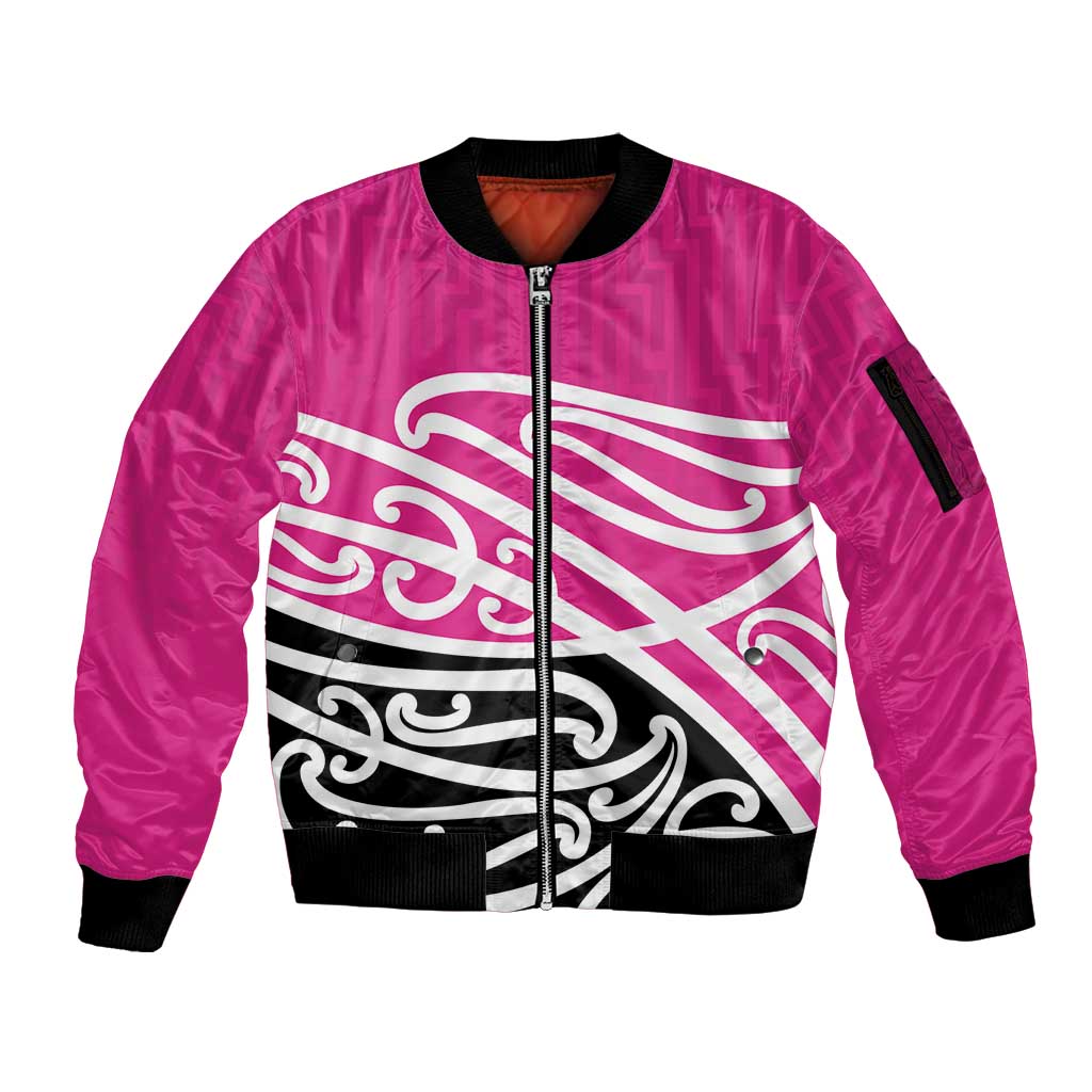 All Pink New Zealand Kowhai Ngutukak Sleeve Zip Bomber Jacket - Aussie Hoodie