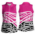 All Pink New Zealand Kowhai Ngutukak Women Sleeveless Polo Shirt - Aussie Hoodie