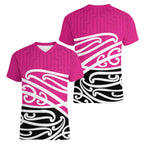 All Pink New Zealand Kowhai Ngutukak Women V-Neck T-Shirt - Aussie Hoodie