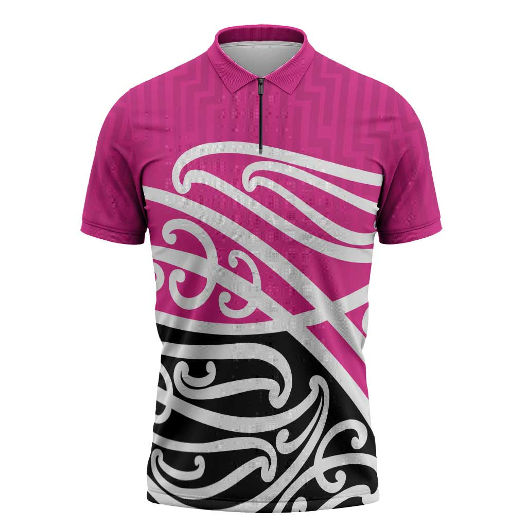 All Pink New Zealand Kowhai Ngutukak Zipper Polo Shirt - Aussie Hoodie