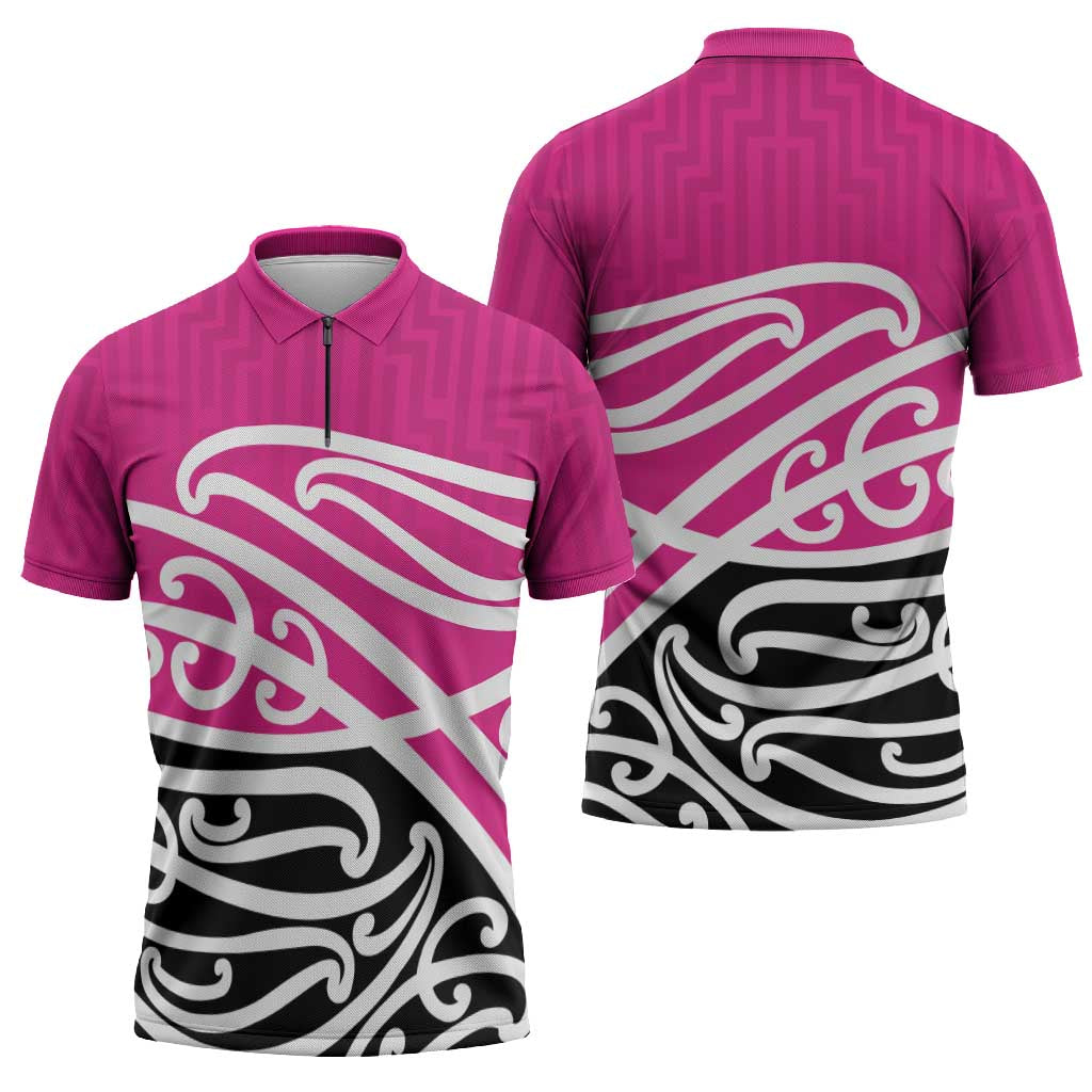 All Pink New Zealand Kowhai Ngutukak Zipper Polo Shirt - Aussie Hoodie
