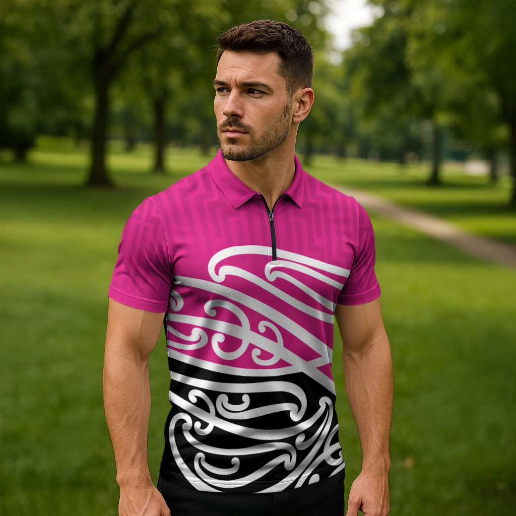 All Pink New Zealand Kowhai Ngutukak Zipper Polo Shirt - Aussie Hoodie