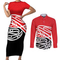 All Red New Zealand Kowhai Ngutukak Couples Matching Short Sleeve Bodycon Dress and Long Sleeve Button Shirt - Aussie Hoodie