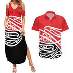 All Red New Zealand Kowhai Ngutukak Couples Matching Summer Maxi Dress and Hawaiian Shirt - Aussie Hoodie
