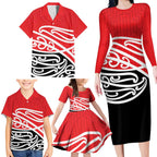 All Red New Zealand Kowhai Ngutukak Family Matching Long Sleeve Bodycon Dress and Hawaiian Shirt - Aussie Hoodie