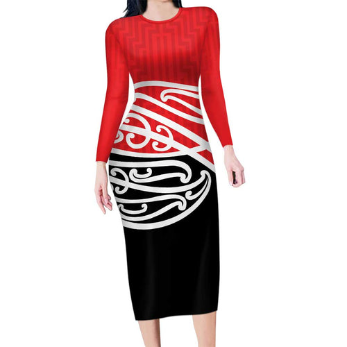 All Red New Zealand Kowhai Ngutukak Family Matching Long Sleeve Bodycon Dress and Hawaiian Shirt - Aussie Hoodie