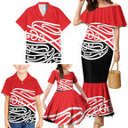 All Red New Zealand Kowhai Ngutukak Family Matching Mermaid Dress and Hawaiian Shirt - Aussie Hoodie