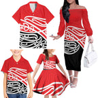 All Red New Zealand Kowhai Ngutukak Family Matching Off The Shoulder Long Sleeve Dress and Hawaiian Shirt - Aussie Hoodie
