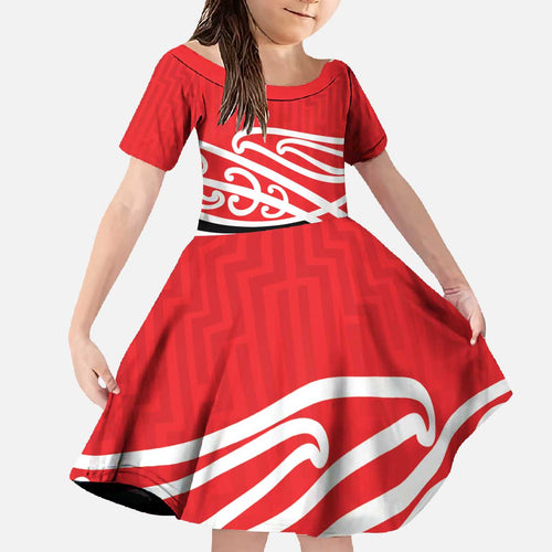 All Red New Zealand Kowhai Ngutukak Family Matching Off The Shoulder Long Sleeve Dress and Hawaiian Shirt - Aussie Hoodie