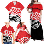 All Red New Zealand Kowhai Ngutukak Family Matching Off Shoulder Maxi Dress and Hawaiian Shirt - Aussie Hoodie