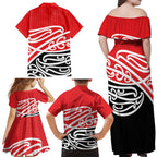 All Red New Zealand Kowhai Ngutukak Family Matching Off Shoulder Maxi Dress and Hawaiian Shirt - Aussie Hoodie