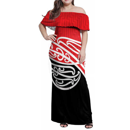 All Red New Zealand Kowhai Ngutukak Family Matching Off Shoulder Maxi Dress and Hawaiian Shirt - Aussie Hoodie