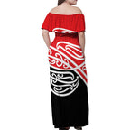 All Red New Zealand Kowhai Ngutukak Family Matching Off Shoulder Maxi Dress and Hawaiian Shirt - Aussie Hoodie