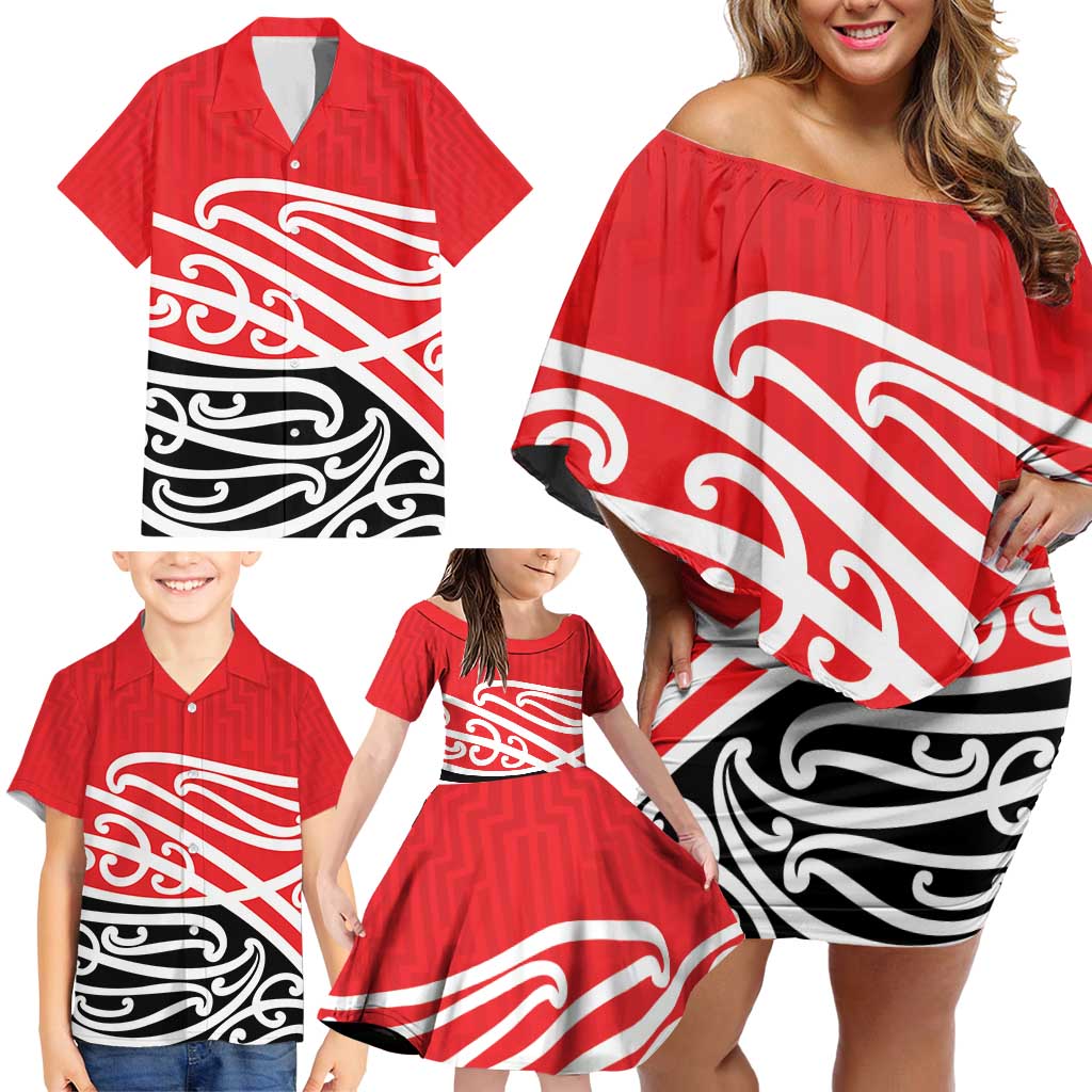 All Red New Zealand Kowhai Ngutukak Family Matching Off Shoulder Short Dress and Hawaiian Shirt - Aussie Hoodie