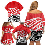 All Red New Zealand Kowhai Ngutukak Family Matching Off Shoulder Short Dress and Hawaiian Shirt - Aussie Hoodie