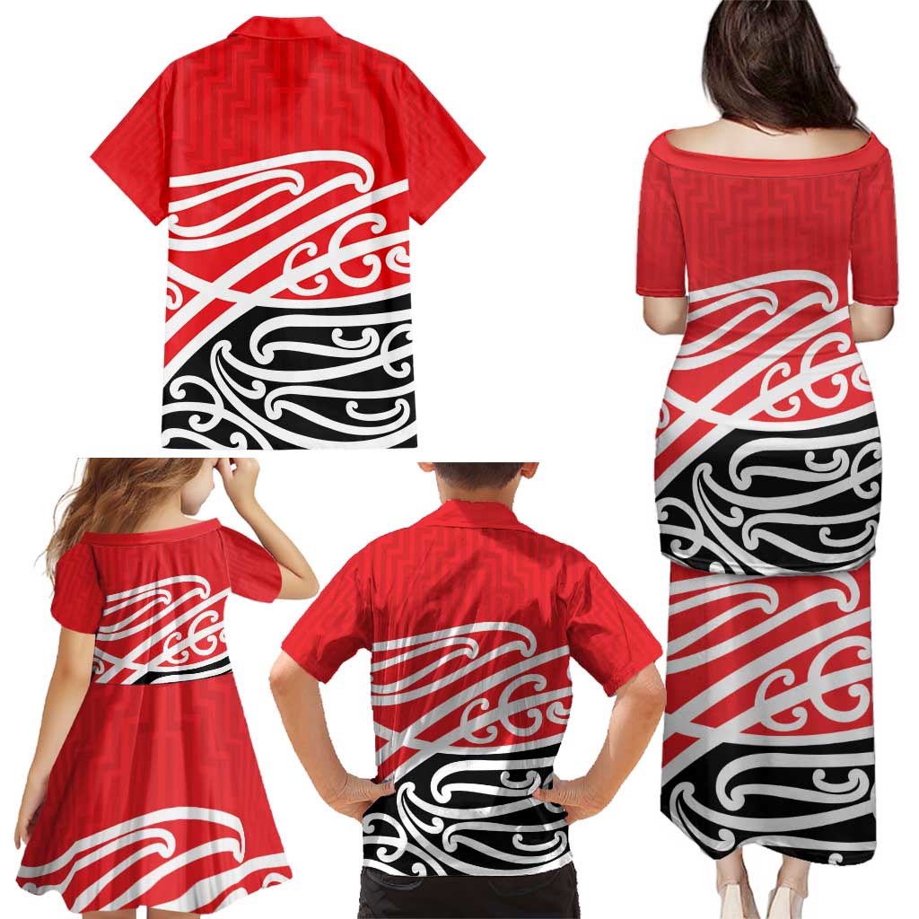All Red New Zealand Kowhai Ngutukak Family Matching Puletasi and Hawaiian Shirt - Aussie Hoodie