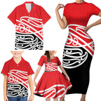 All Red New Zealand Kowhai Ngutukak Family Matching Short Sleeve Bodycon Dress and Hawaiian Shirt - Aussie Hoodie