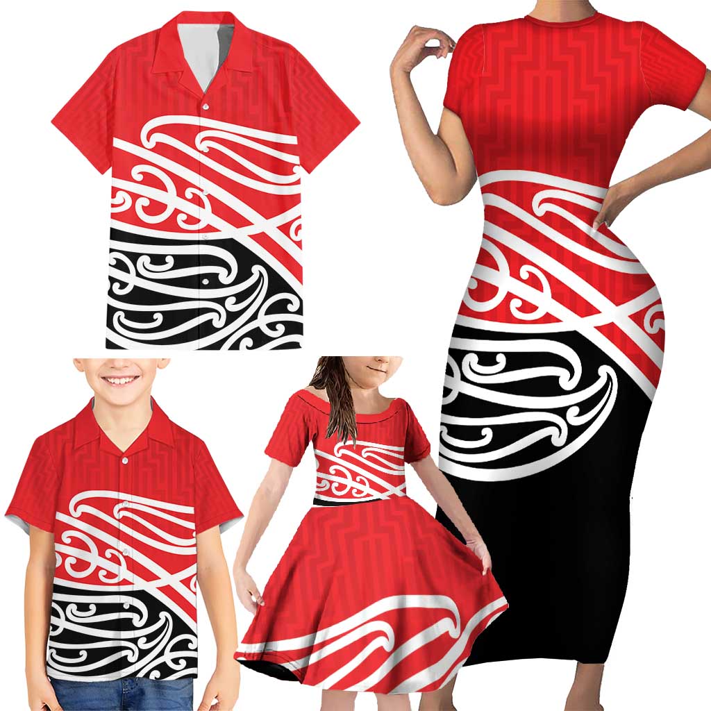 All Red New Zealand Kowhai Ngutukak Family Matching Short Sleeve Bodycon Dress and Hawaiian Shirt - Aussie Hoodie
