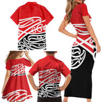 All Red New Zealand Kowhai Ngutukak Family Matching Short Sleeve Bodycon Dress and Hawaiian Shirt - Aussie Hoodie