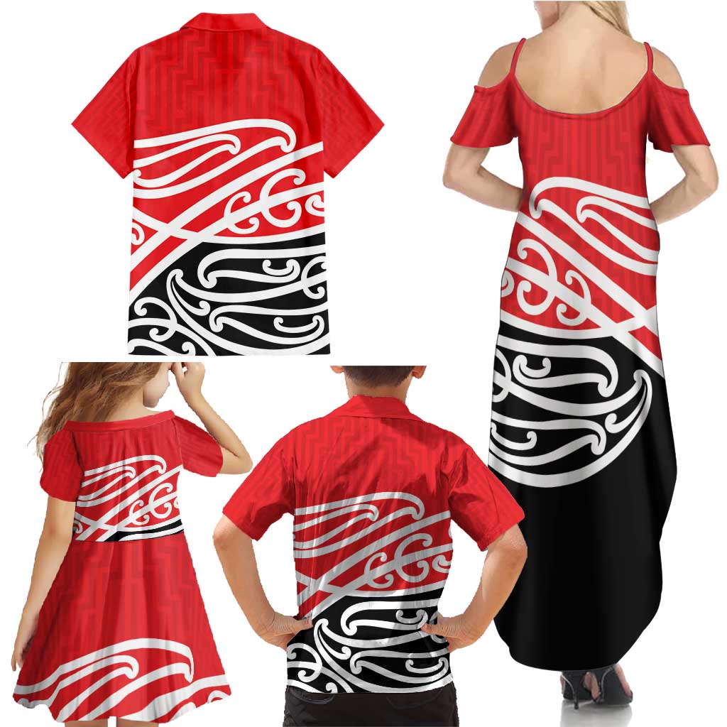 All Red New Zealand Kowhai Ngutukak Family Matching Summer Maxi Dress and Hawaiian Shirt - Aussie Hoodie
