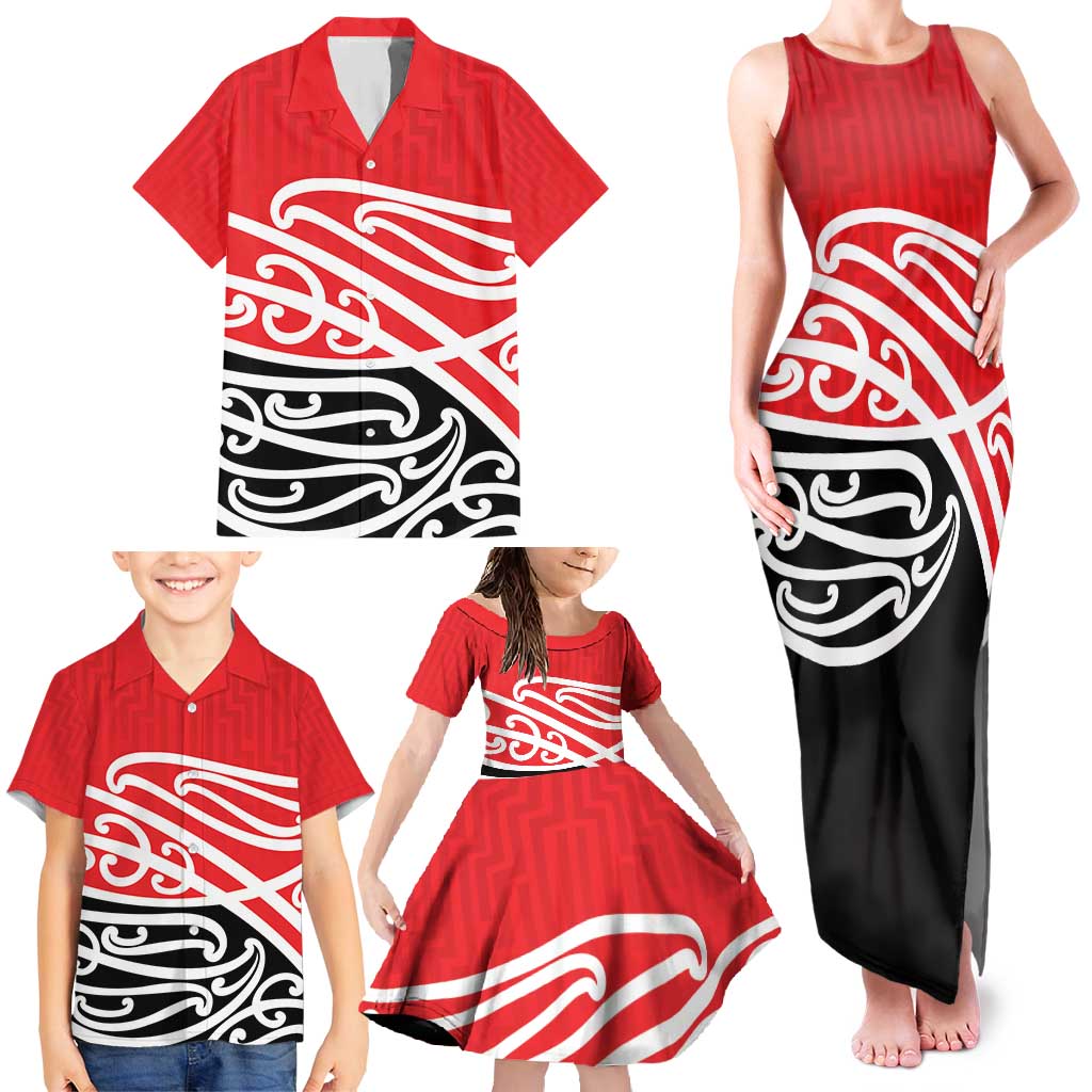 All Red New Zealand Kowhai Ngutukak Family Matching Tank Maxi Dress and Hawaiian Shirt - Aussie Hoodie
