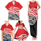 All Red New Zealand Kowhai Ngutukak Family Matching Tank Maxi Dress and Hawaiian Shirt - Aussie Hoodie