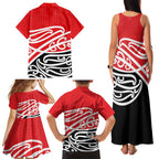 All Red New Zealand Kowhai Ngutukak Family Matching Tank Maxi Dress and Hawaiian Shirt - Aussie Hoodie
