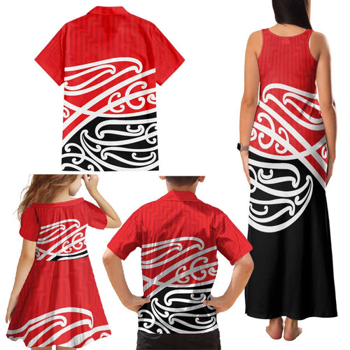 All Red New Zealand Kowhai Ngutukak Family Matching Tank Maxi Dress and Hawaiian Shirt - Aussie Hoodie