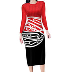 All Red New Zealand Kowhai Ngutukak Long Sleeve Bodycon Dress - Aussie Hoodie
