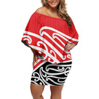 All Red New Zealand Kowhai Ngutukak Off Shoulder Short Dress - Aussie Hoodie