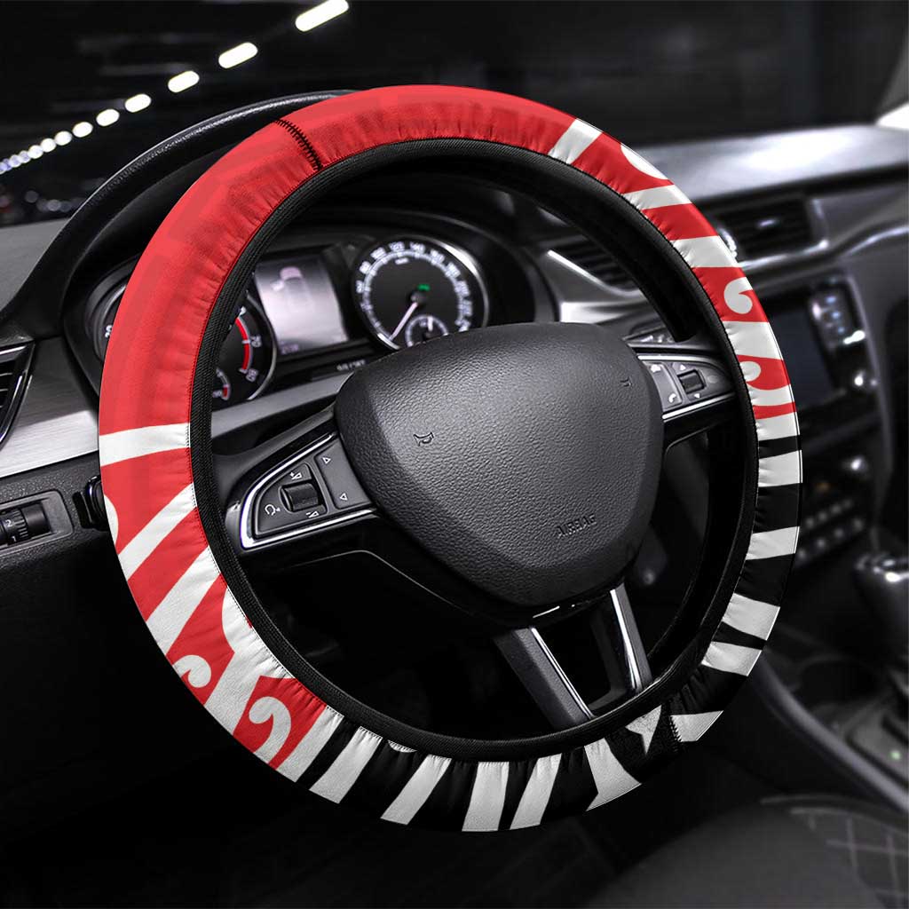 All Red New Zealand Kowhai Ngutukak Steering Wheel Cover - Aussie Hoodie