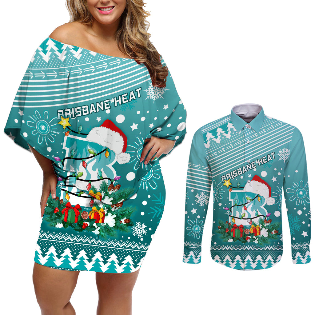 custom-heat-bbl-couples-matching-off-shoulder-short-dress-and-long-sleeve-button-shirt-christmas-vibe-2023