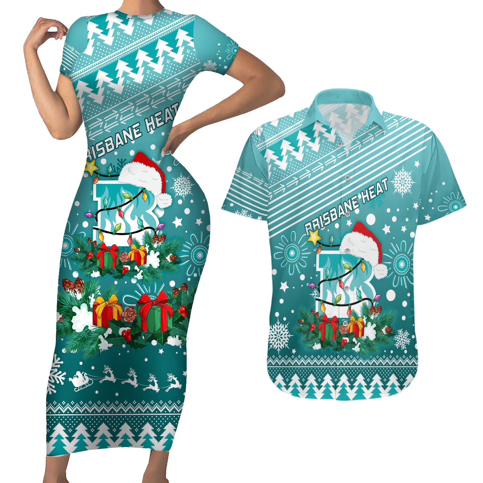 custom-heat-bbl-couples-matching-short-sleeve-bodycon-dress-and-hawaiian-shirt-christmas-vibe-2023